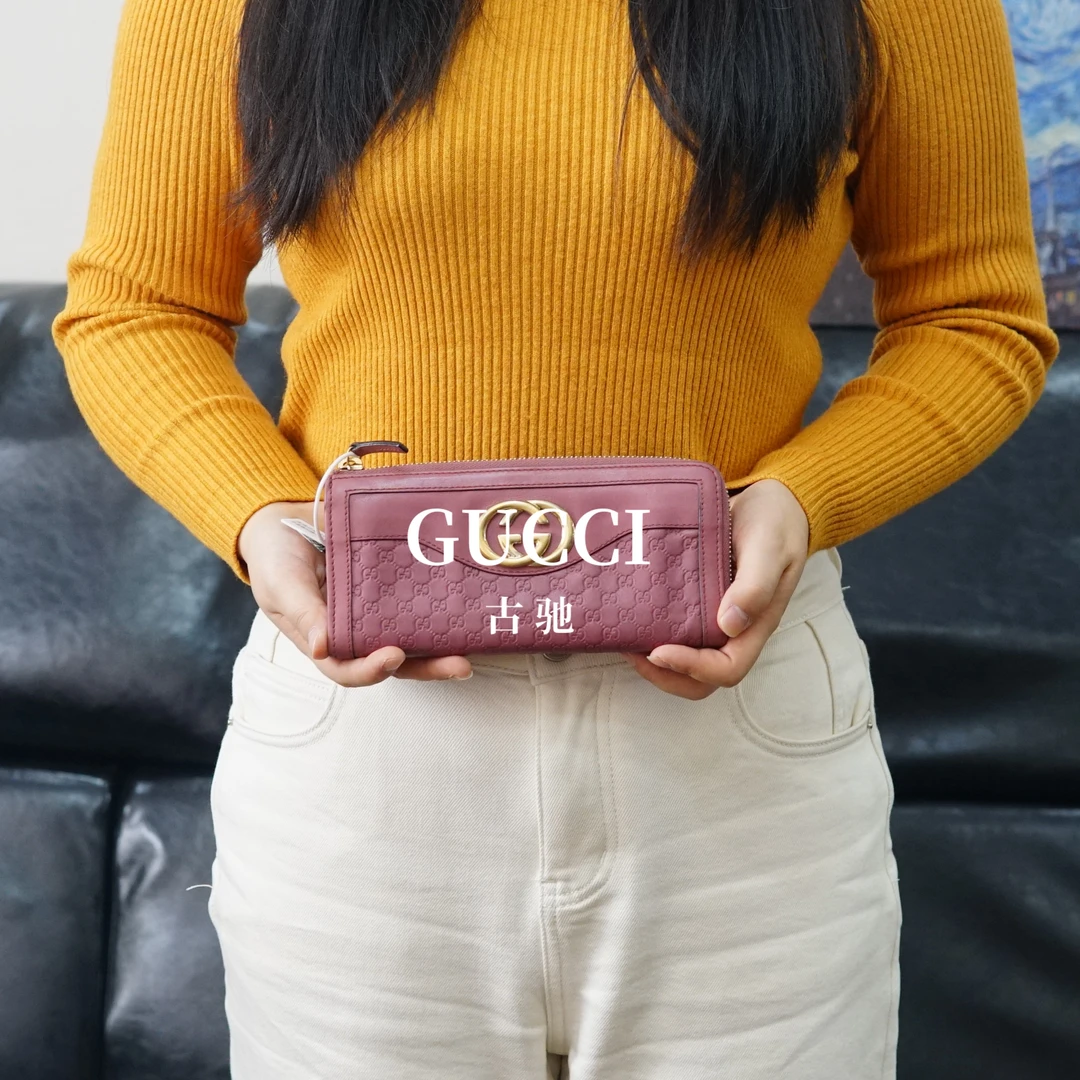 95新 GUCCI/古驰 粉色手拿钱包/YM12223008/3008