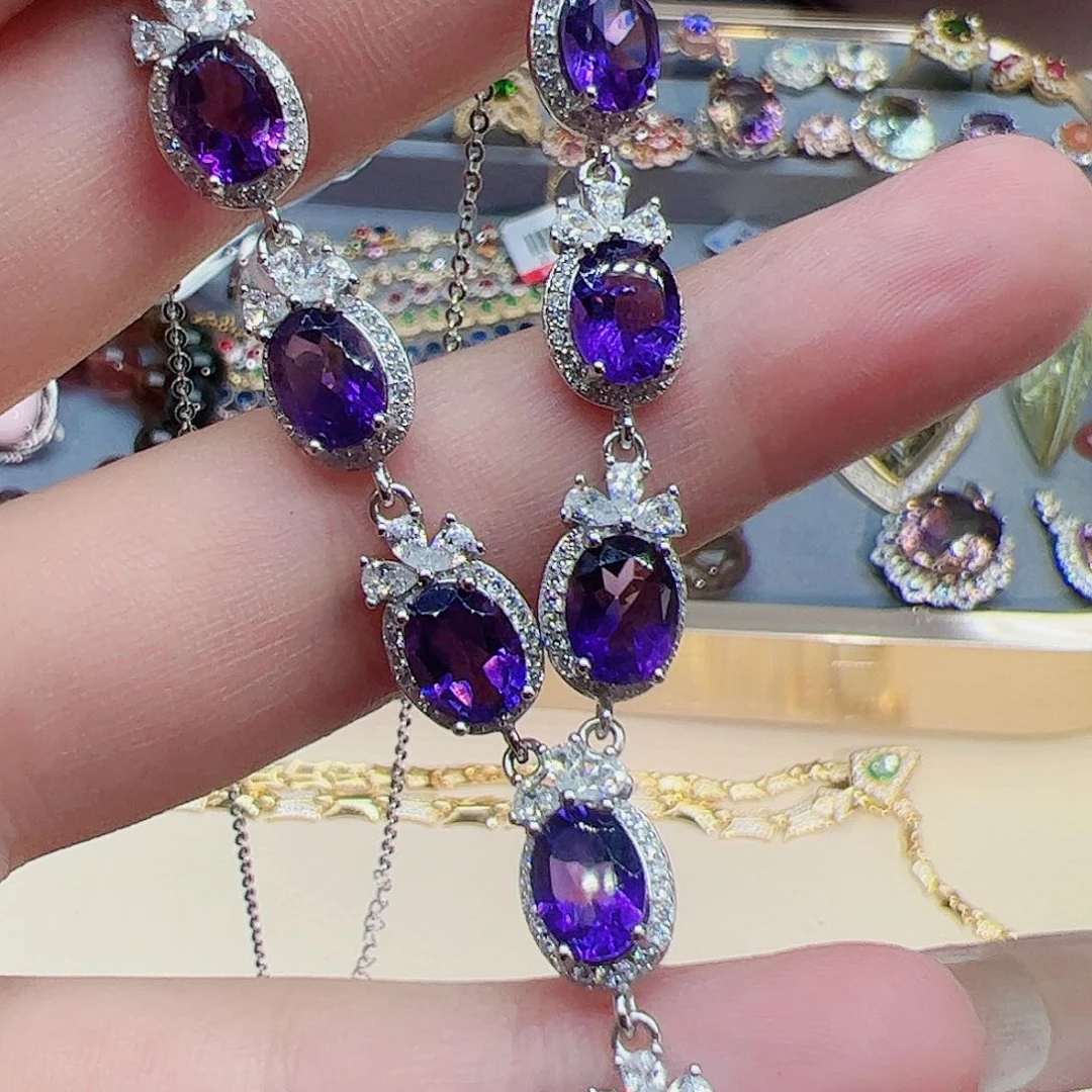 紫晶紫水晶银S925镶嵌