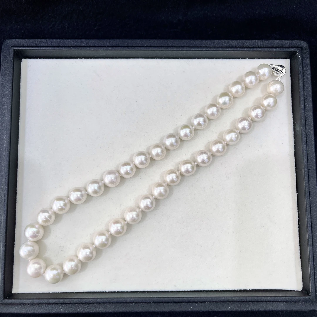 天然珍珠 淡水白珠大点位满珠项链 11-12MM R026