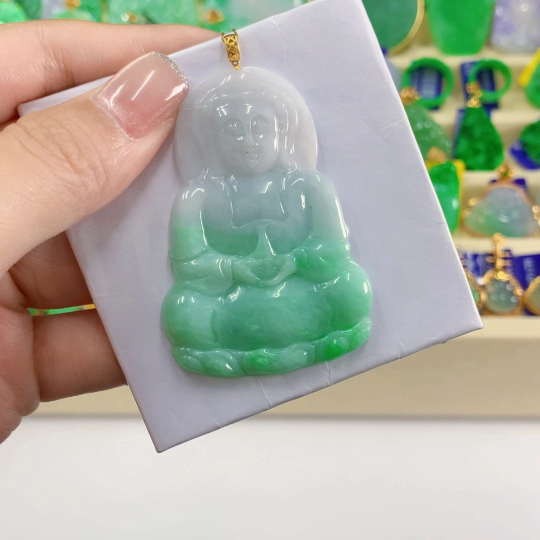 吊坠(不含链)18K金镶嵌翡翠