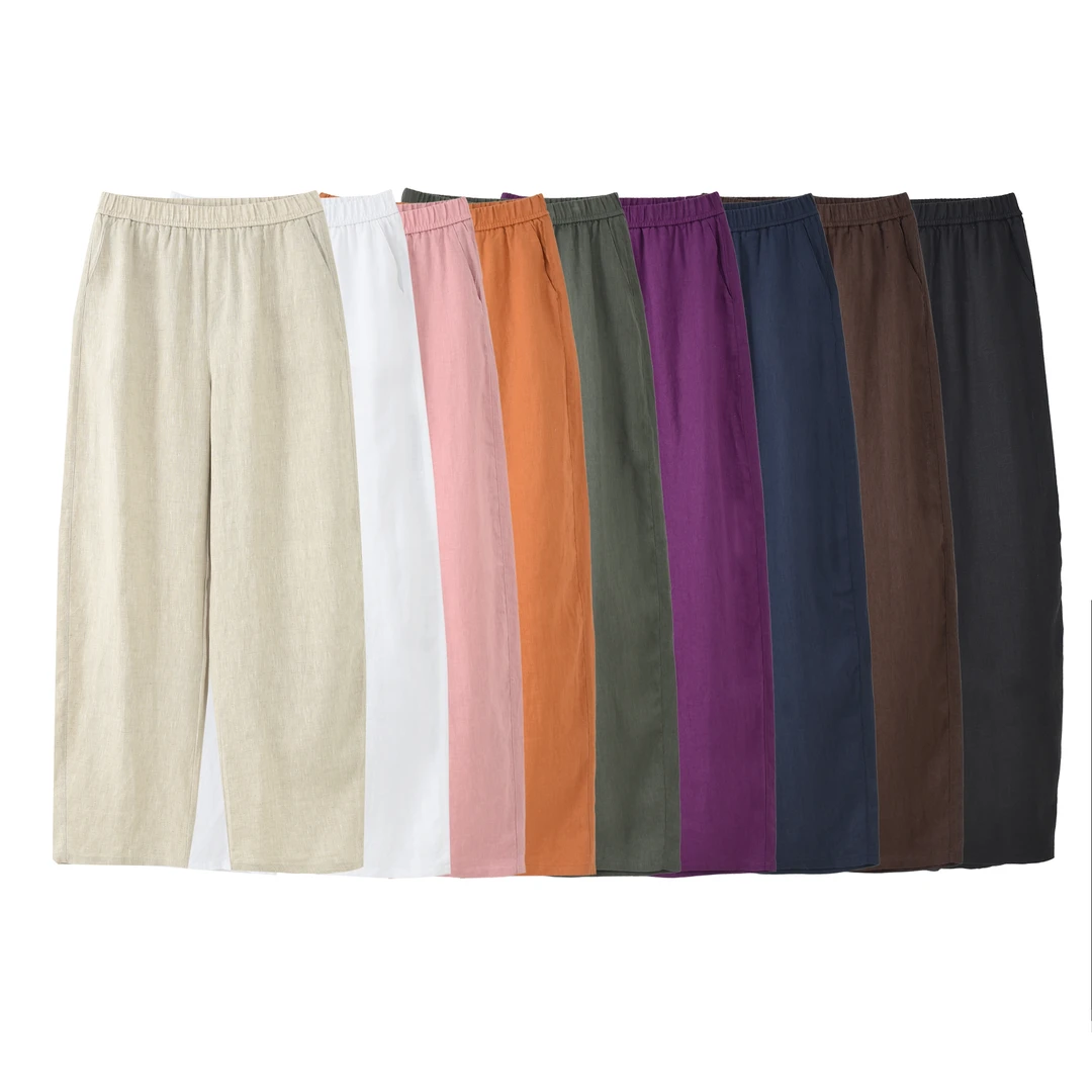 亚麻裤|夏季必入！水洗100%亚麻女士空调裤阔腿显瘦镰刀裤老钱风 ！