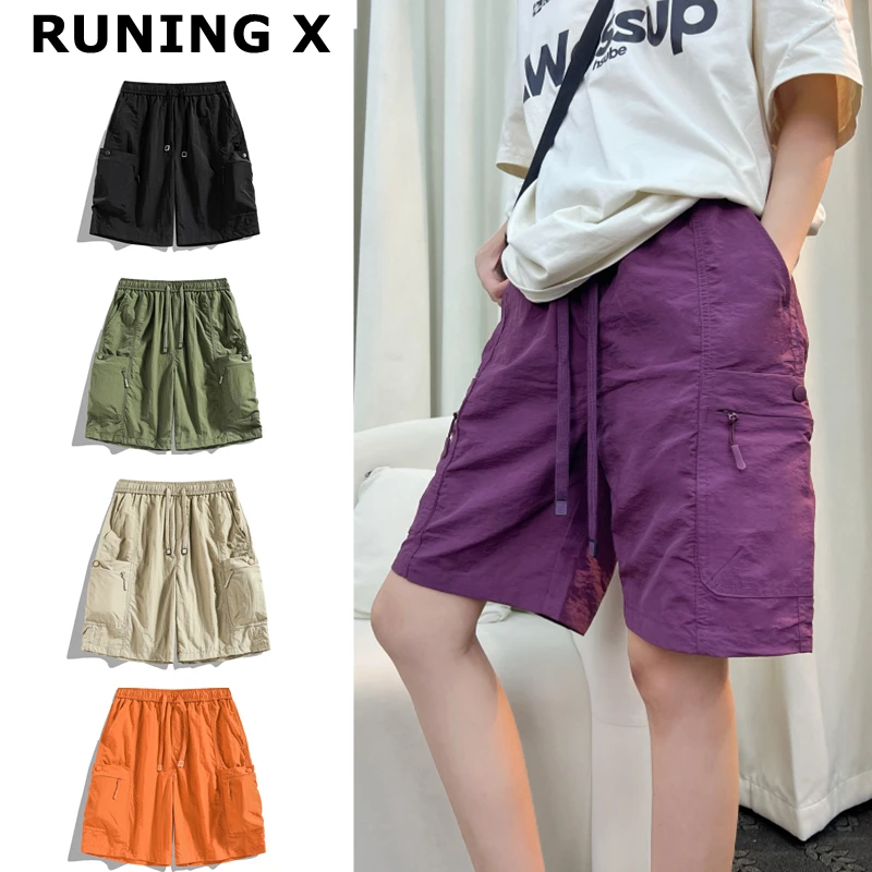 RuningX【G56】2025春夏季冰氧透气工装裤百搭宽松情侣休闲短裤