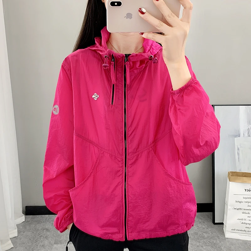 25F410防晒衣女UPF50+户外防紫外线皮肤衣透气速干纯色连帽外套