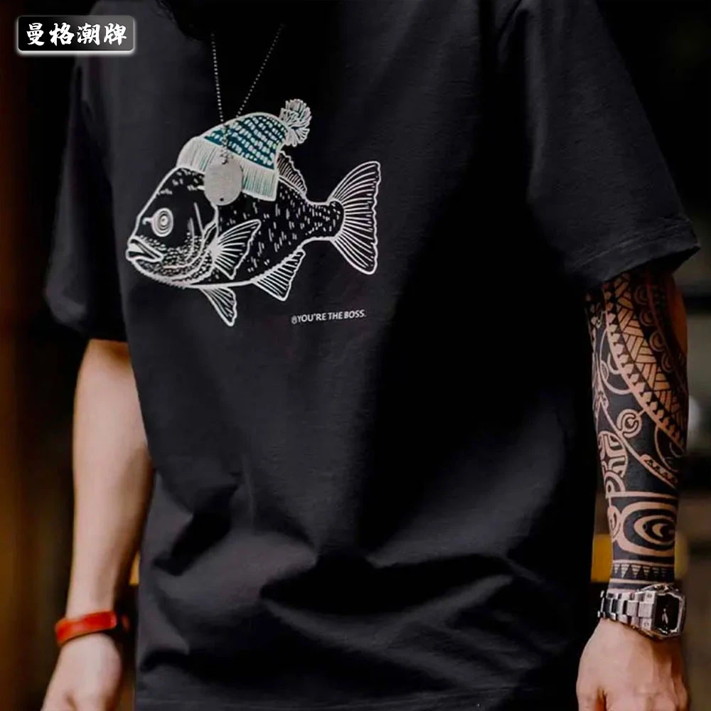 新款复古潮牌夏季男青年高街纯棉短袖休闲简约重磅圆领百搭上衣