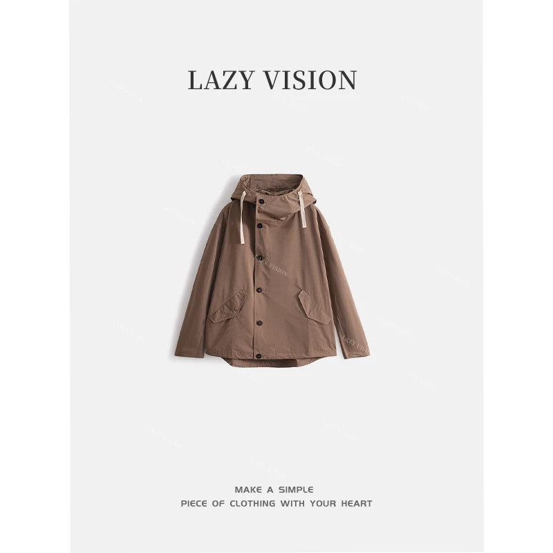 LAZYVISION春季新款连帽冲锋衣女士风衣外套ZMD-27333