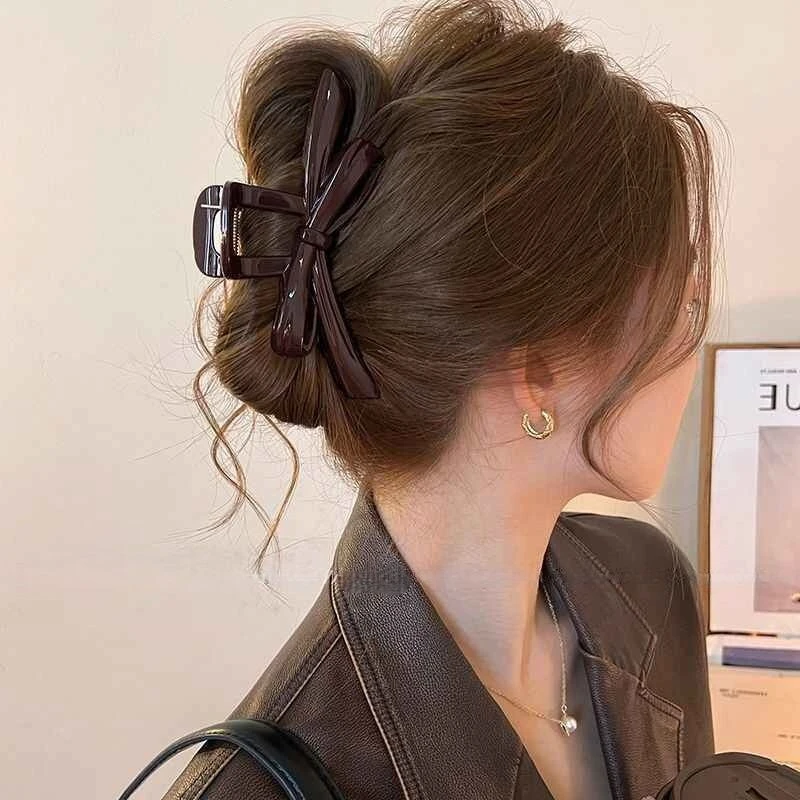 蝴蝶结抓夹女精致高级感发夹子2025新款鲨鱼夹后脑勺盘发头饰发饰
