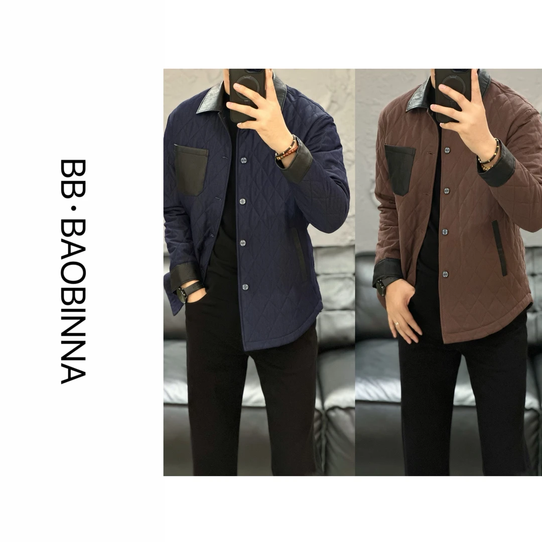 小野· 男装 | "拼皮" 高订轻奢时尚百搭加棉翻领外套6001