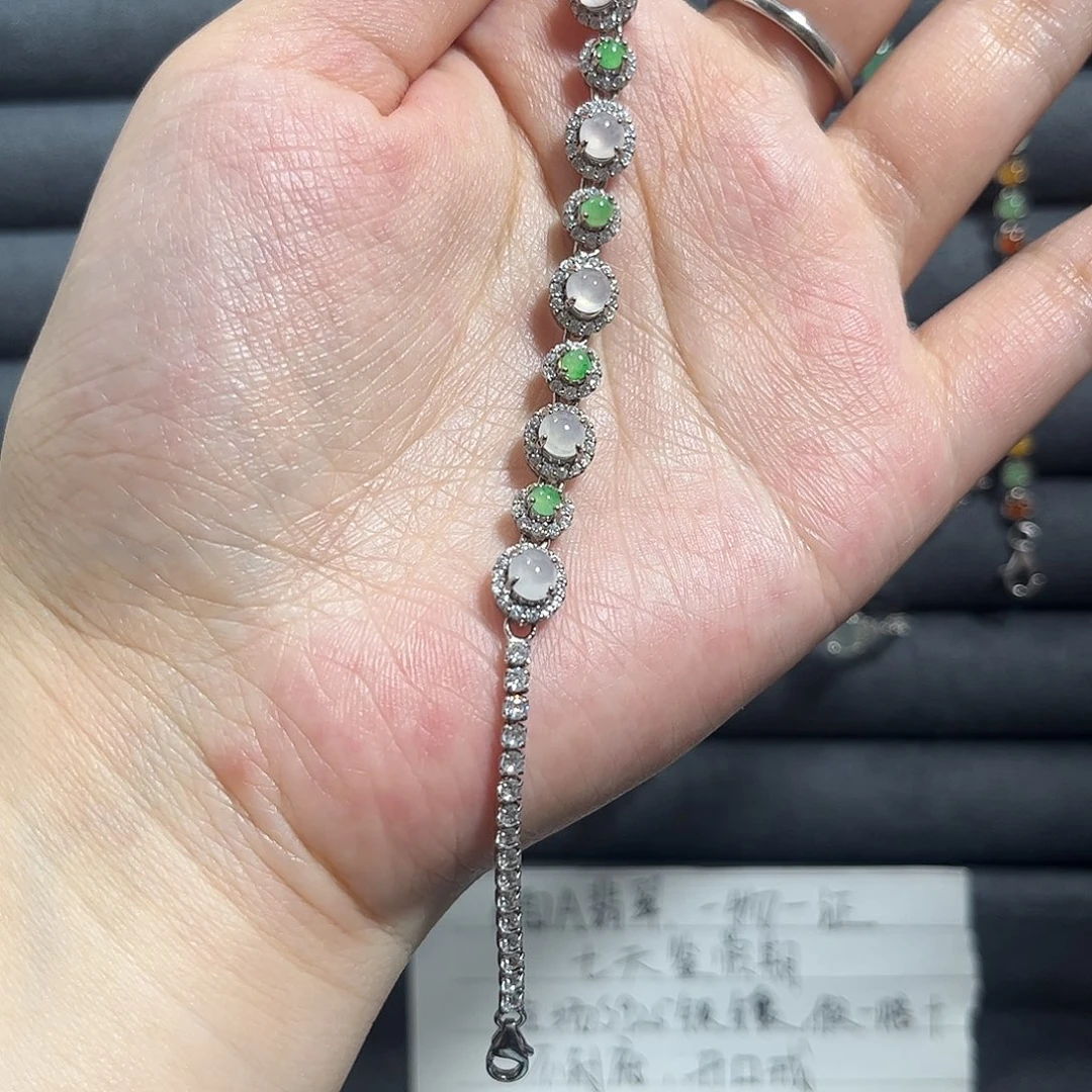 翡翠银S925镶嵌手链