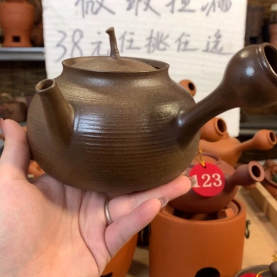 老岩泥素咖砂铫壶600毫升左右全手工微瑕