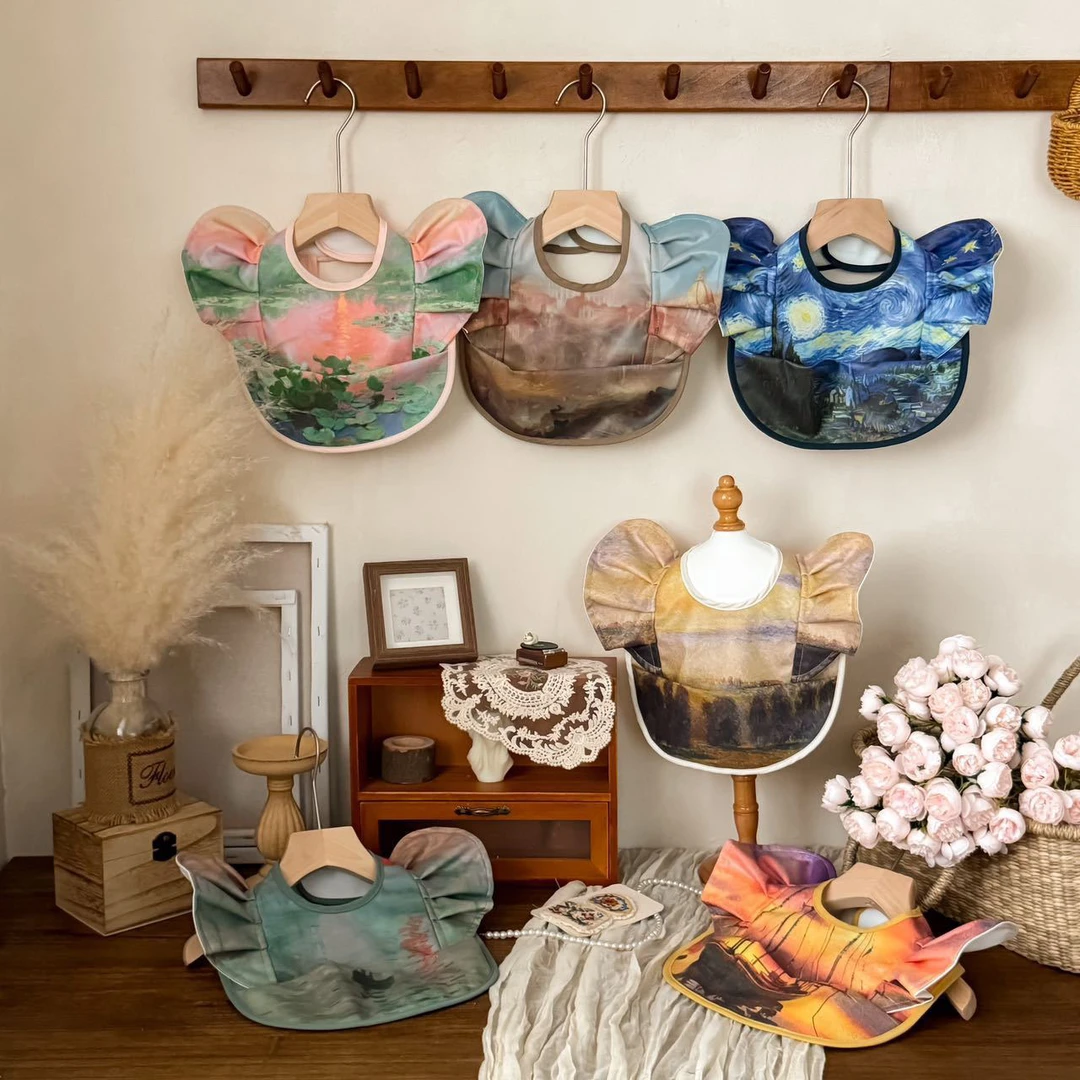 婴儿饭兜防水辅食兜围嘴儿童围兜宝宝吃饭防脏卡通无袖罩衣围嘴