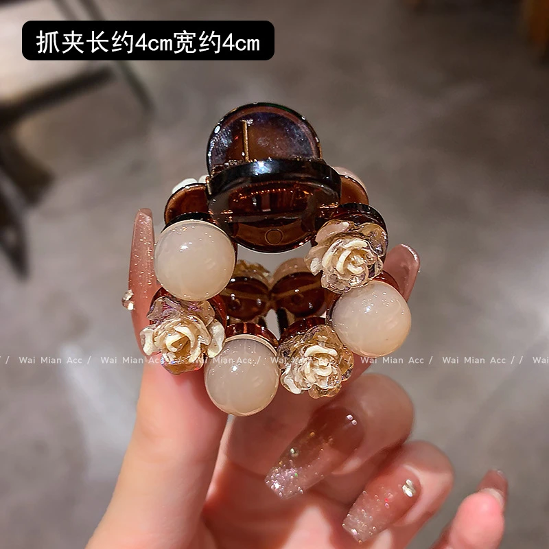 高级感玫瑰花抓夹女气质时尚马尾固定夹2024新款半抓发夹百搭头饰