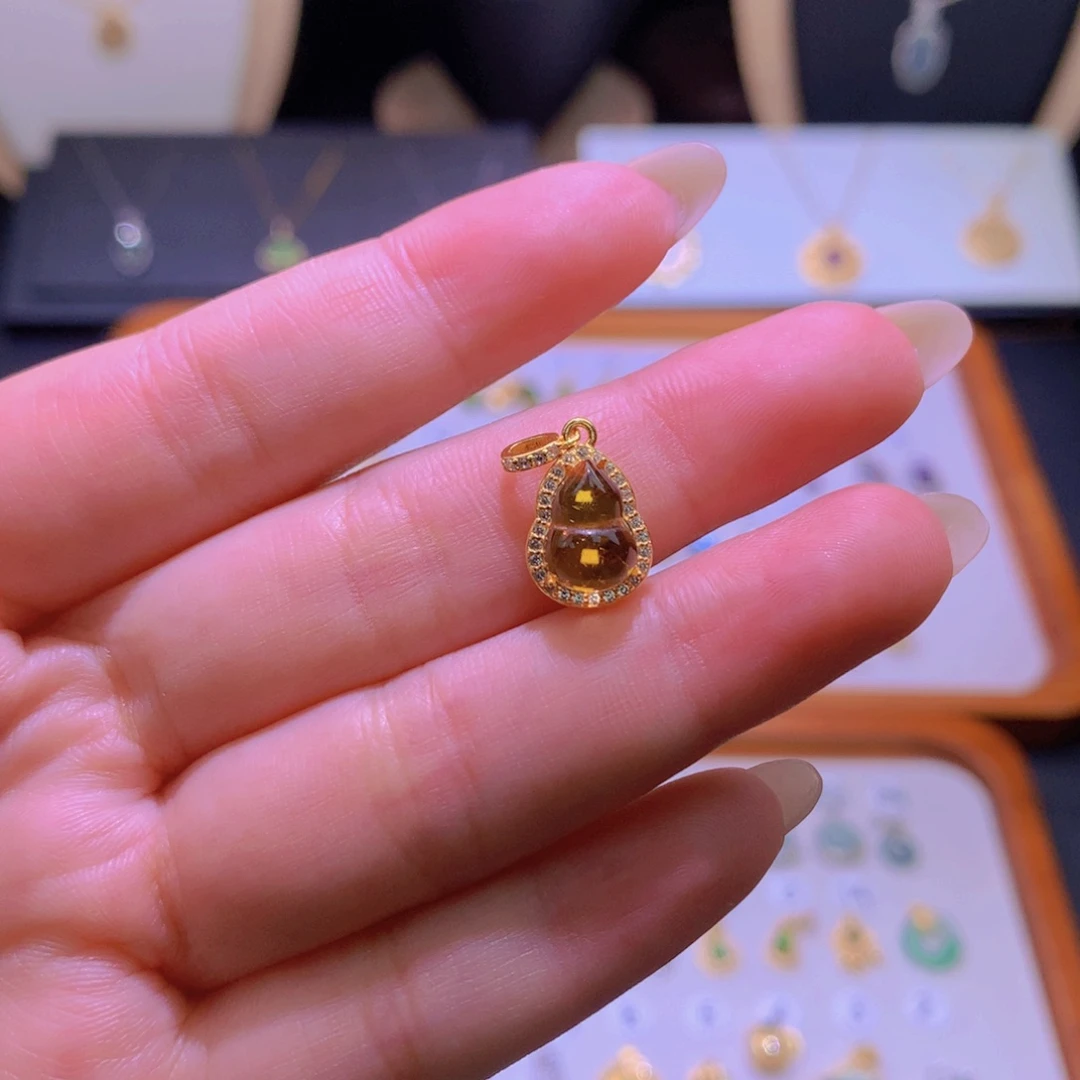颈饰银S925镀金镶嵌黄晶