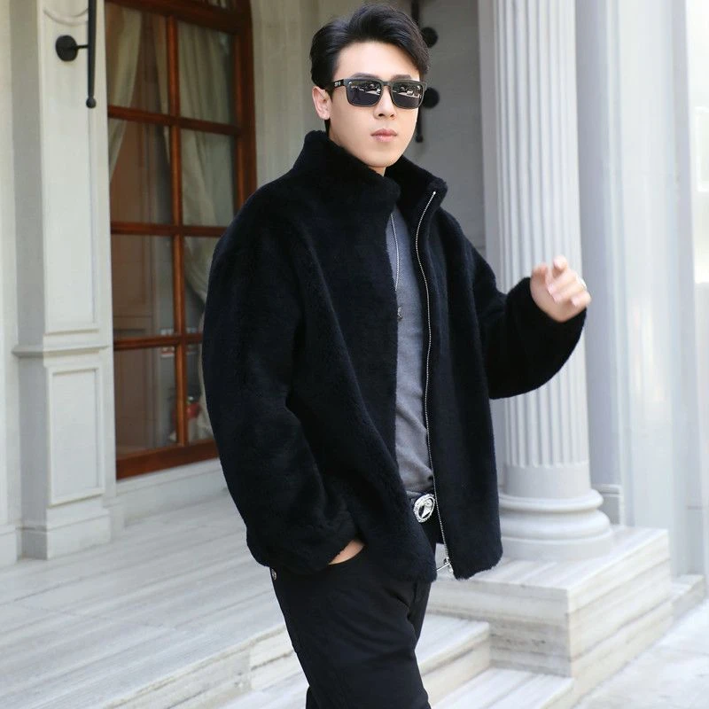 2025新款男士休闲皮毛一体外套羊羔绒皮草外套气场强大高级感男装
