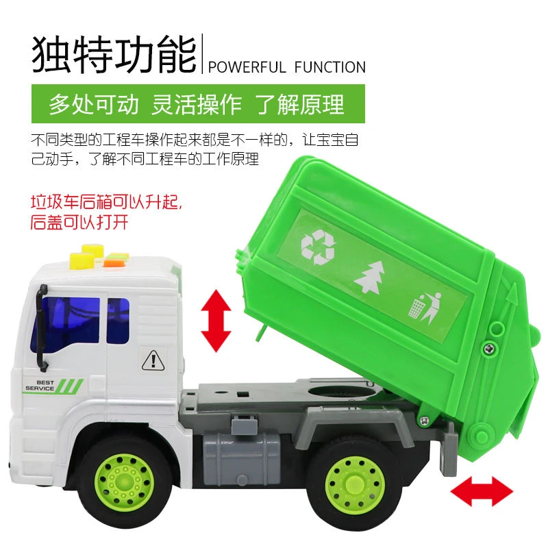 文艺-小号垃圾车 带灯光 早教 18cm 大号儿童模型惯性 礼盒