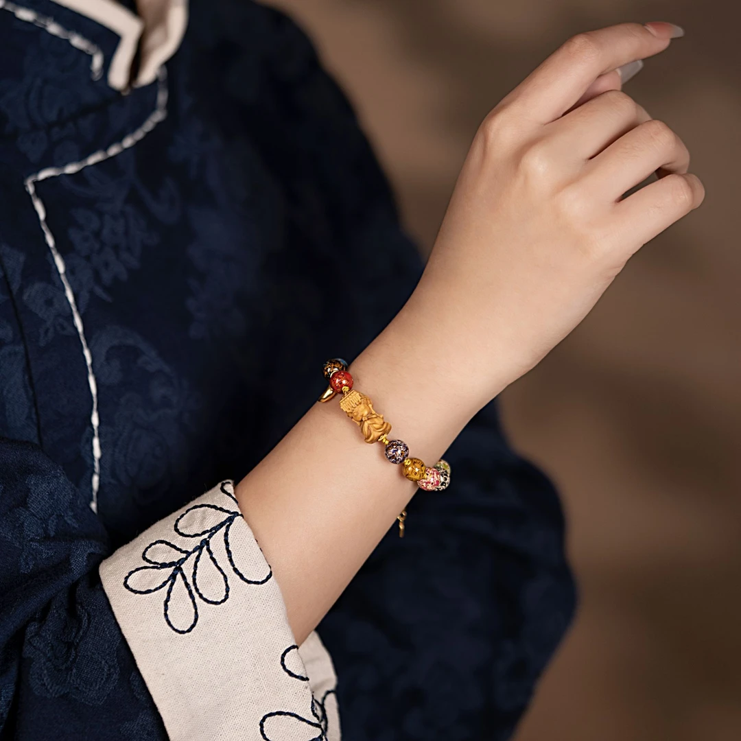 【多宝·大漆】新中式老山檀非遗大漆多宝单圈手串原创设计