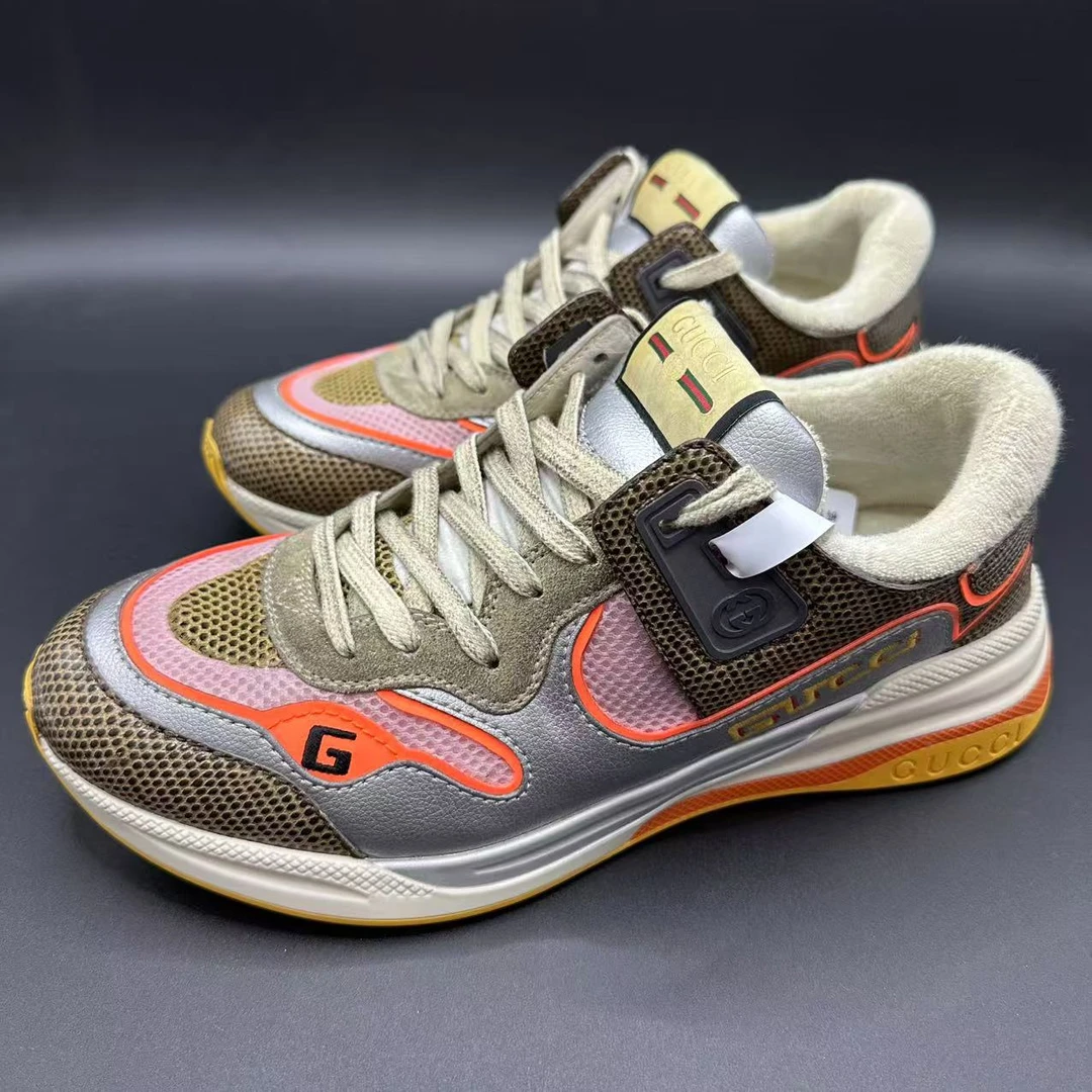 95新 GUCCI/古驰 男士拼色复古做旧休闲运动鞋41.5欧码 lb106