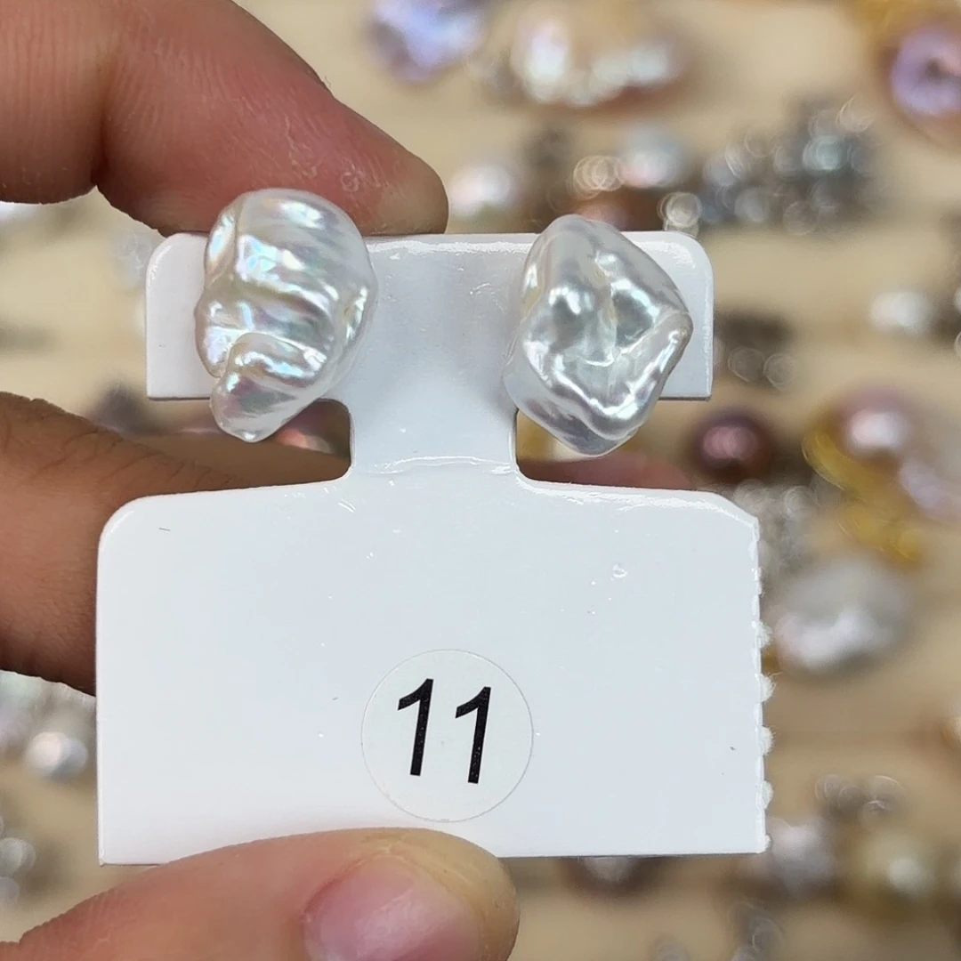 淡水珍珠耳钉银S925镶嵌