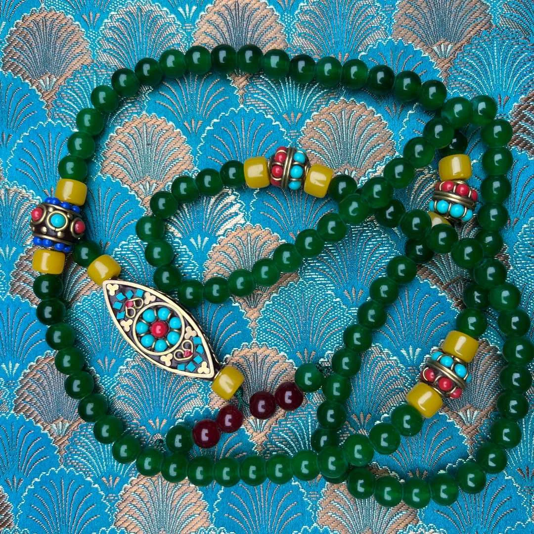 【器物炎灵 】绿色长串毛衣链