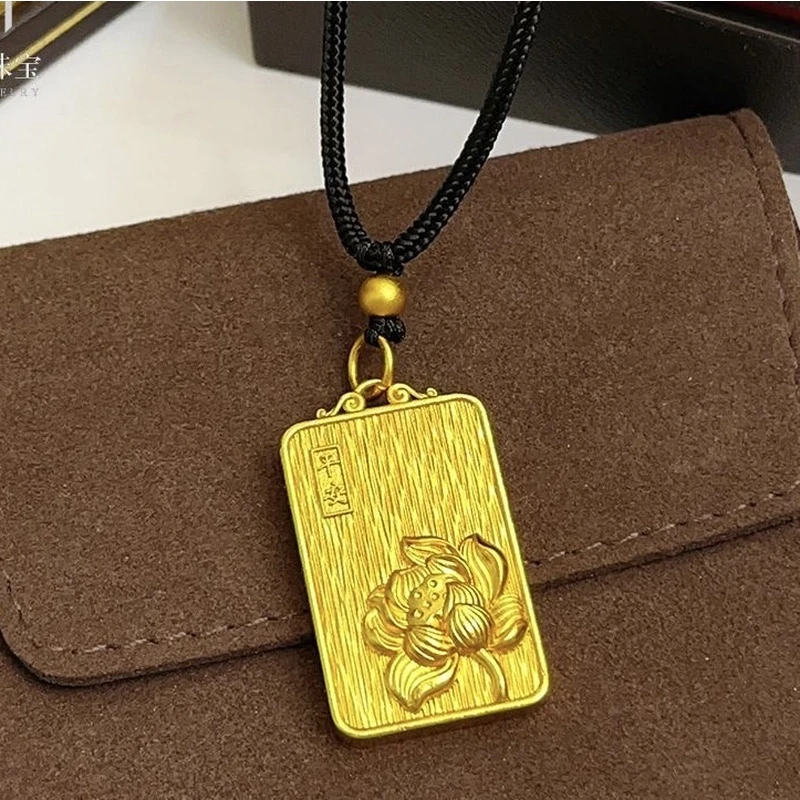 合金吊坠 定制款「荷花平安牌」百搭手工小众气质时尚项链挂坠