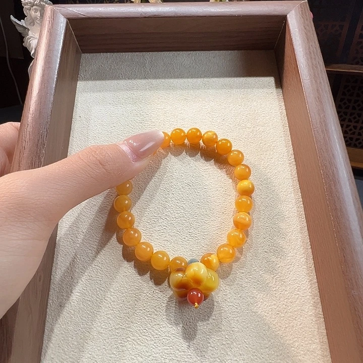 蜜蜡未镶嵌手串8.6mm蜜蜡手串