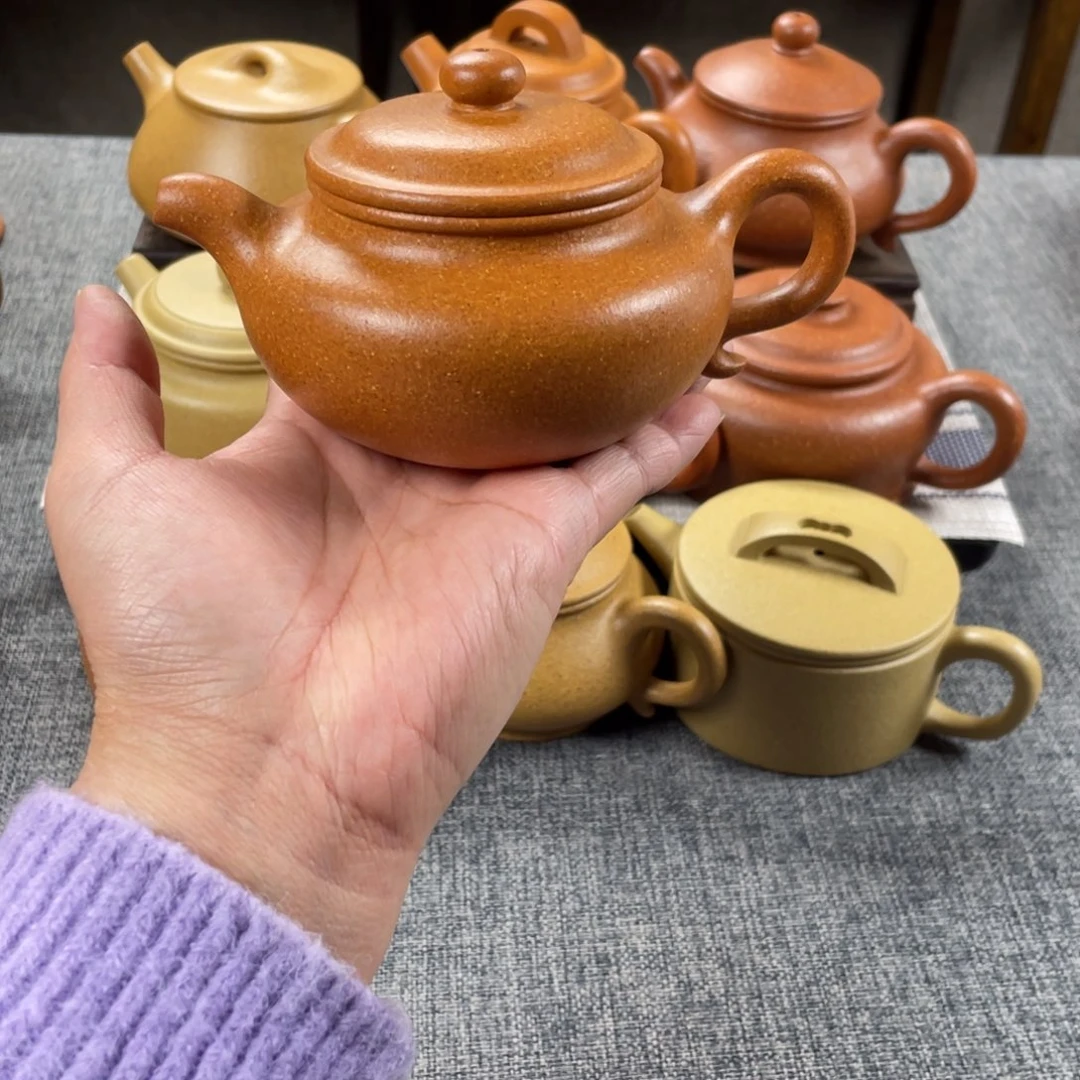 紫砂茶壶老档口金黄段仿古全手30目200手工泥手工泥