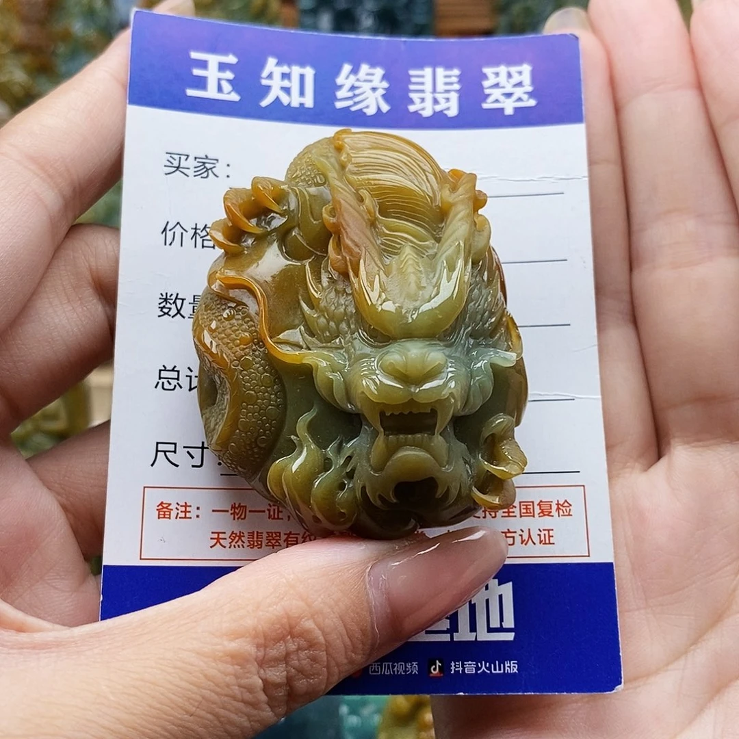 太***阳翡翠未镶嵌颈饰龙牌