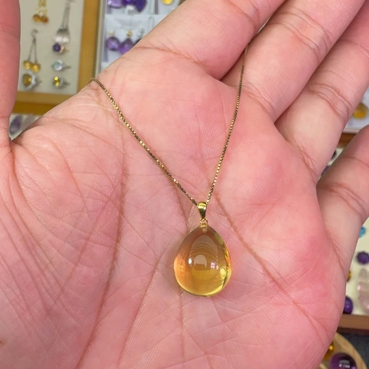 颈饰18K金镶嵌黄晶吊坠