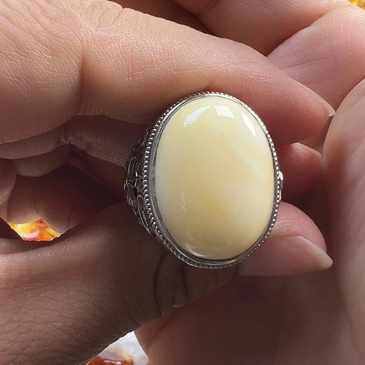 银S925镶嵌蜜蜡戒指蜜蜡
