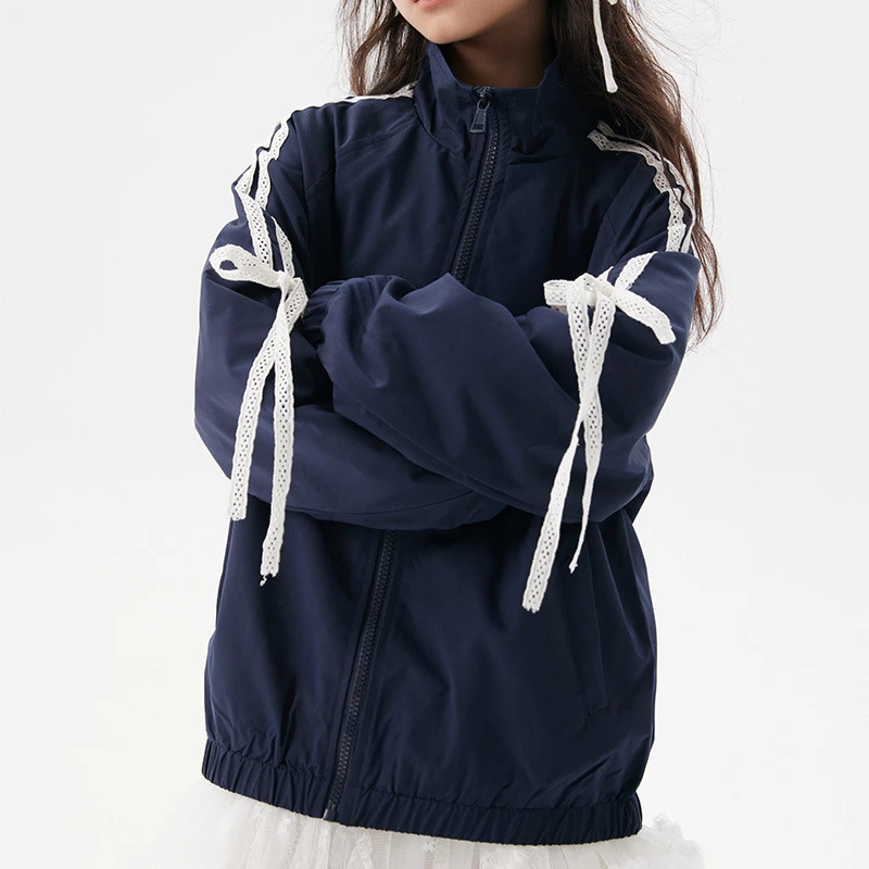 春秋休闲防风百搭时尚立领开衫外套女童2025秋季新品反季宝宝衣服