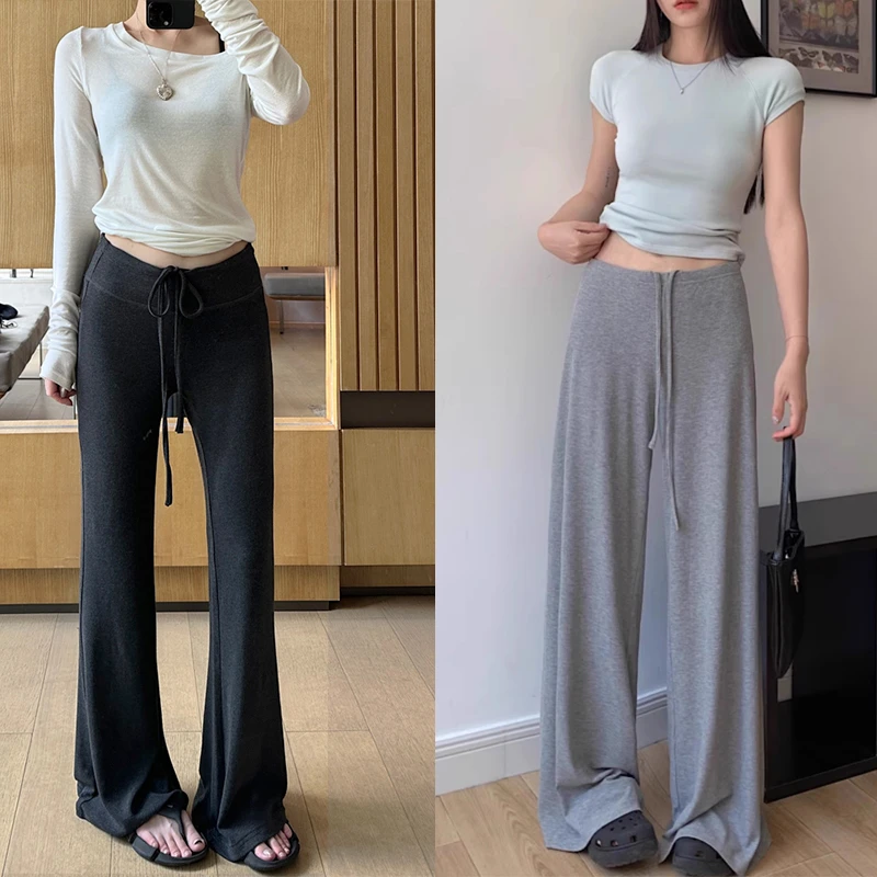 孕妇裤子春秋外穿无托腹垂感显瘦微喇裤女秋冬加绒宽松阔腿休闲裤