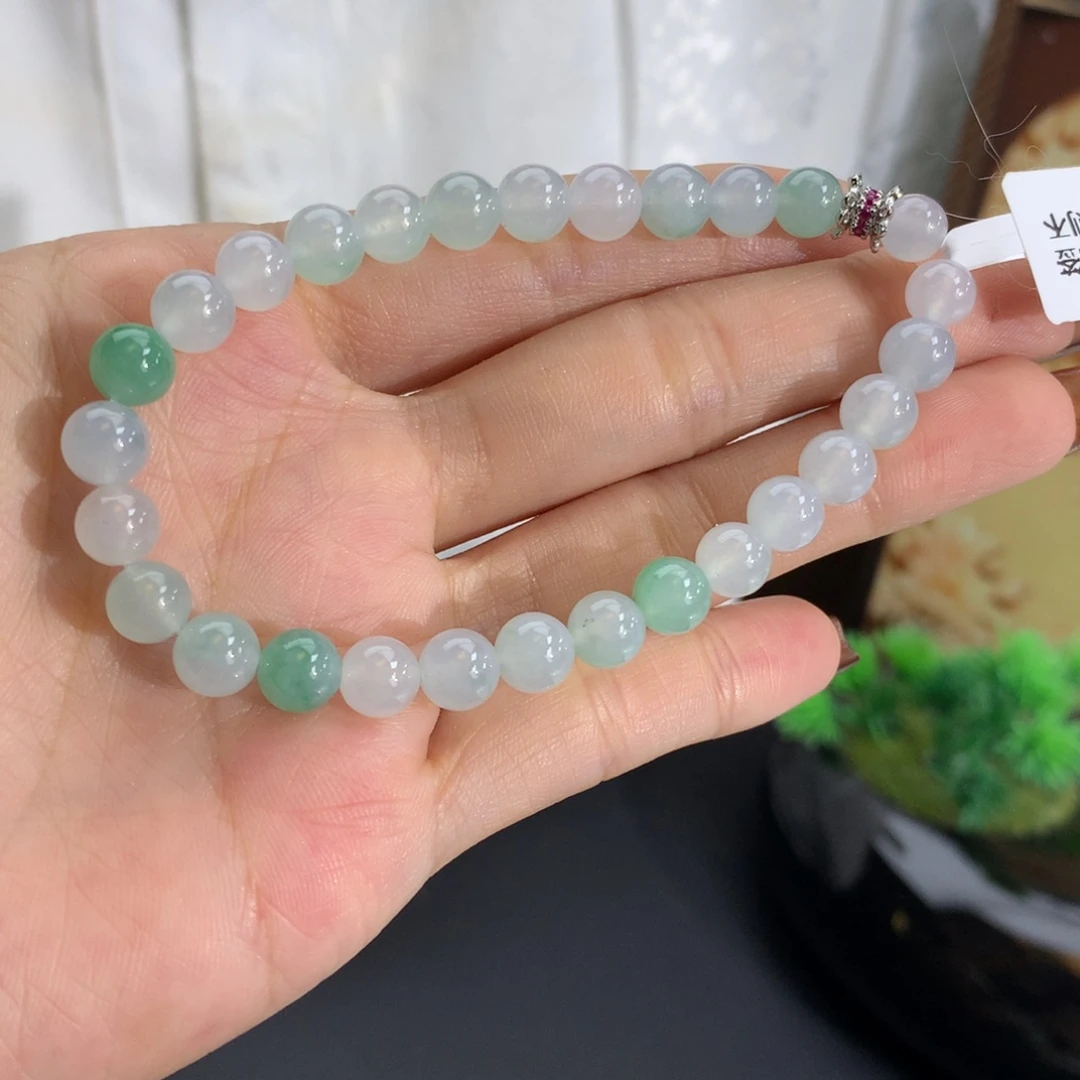 未镶嵌手串翡翠卡6.8冰胶马卡龙手串