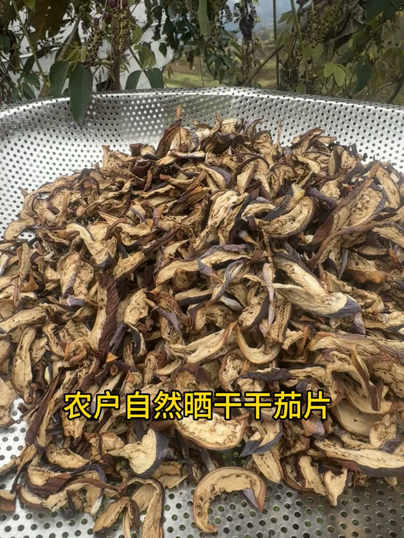 农户自然晾晒干茄片