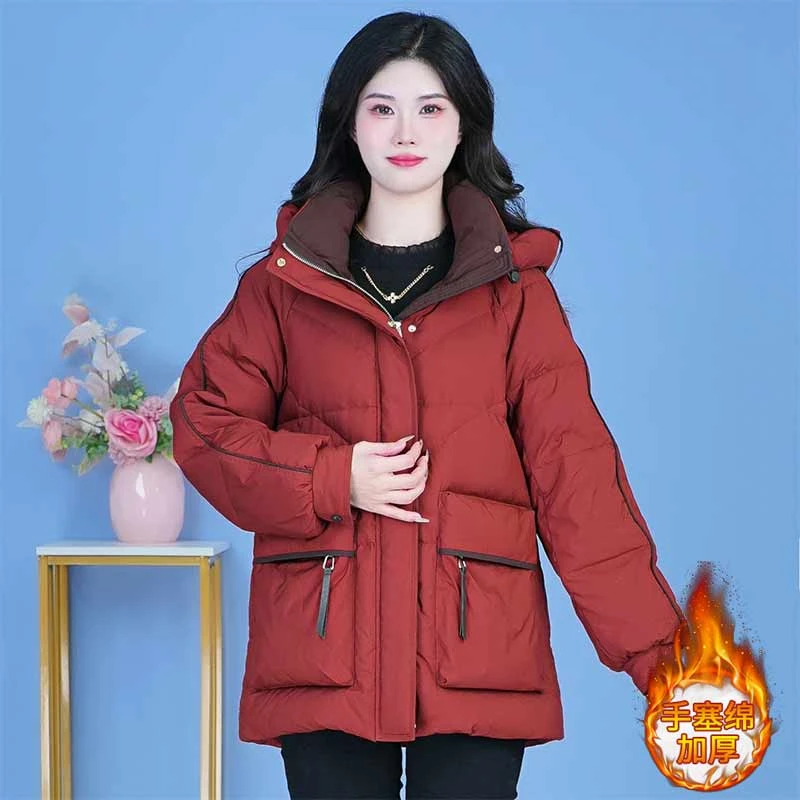 洋气减龄御寒保暖连帽棉服女2025秋冬季新款韩系加厚休闲显瘦外套