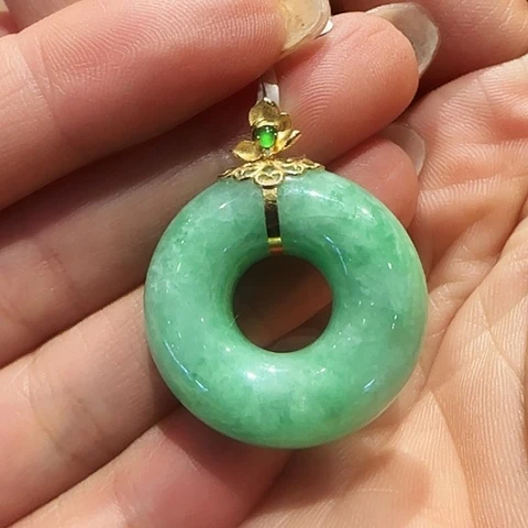 翡翠18K金镶嵌吊坠(不含链)