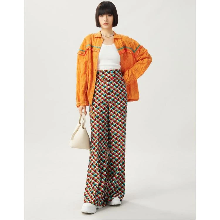 AMASS/阿玛施新款品质女装裤子花色微喇休闲长裤5100315