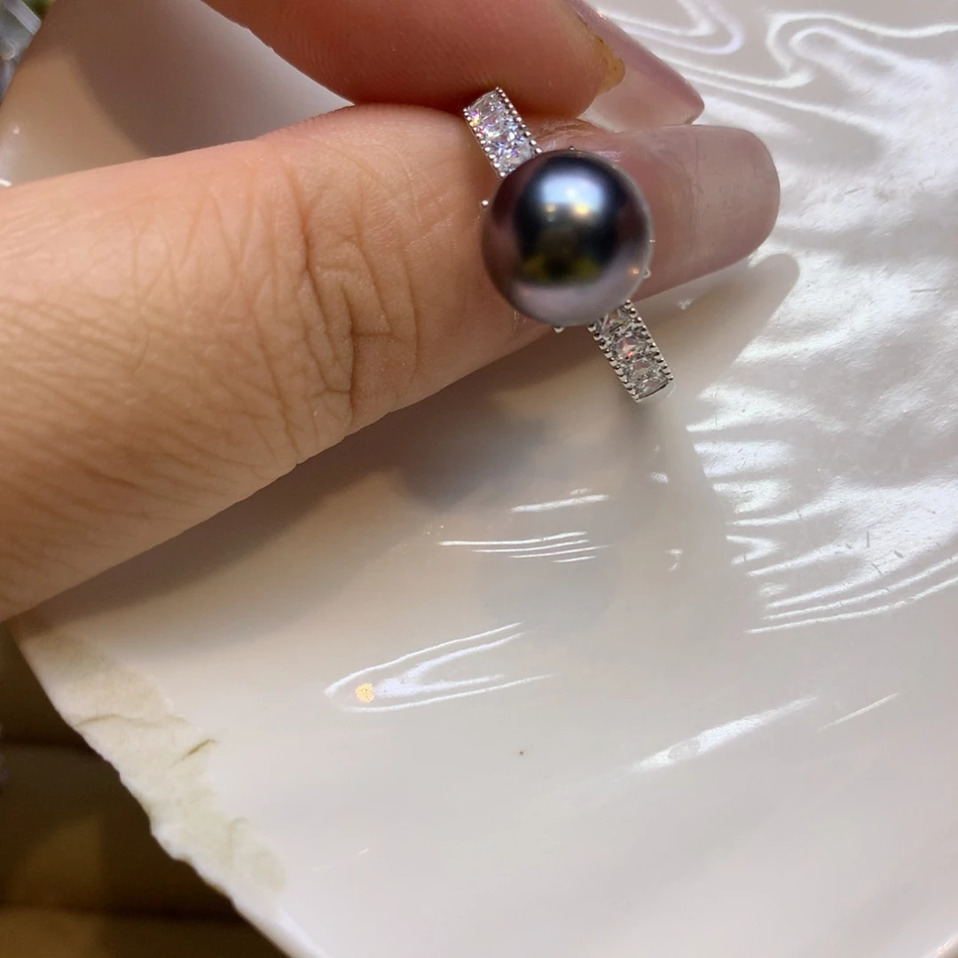 银S925镶嵌戒指海水珍珠