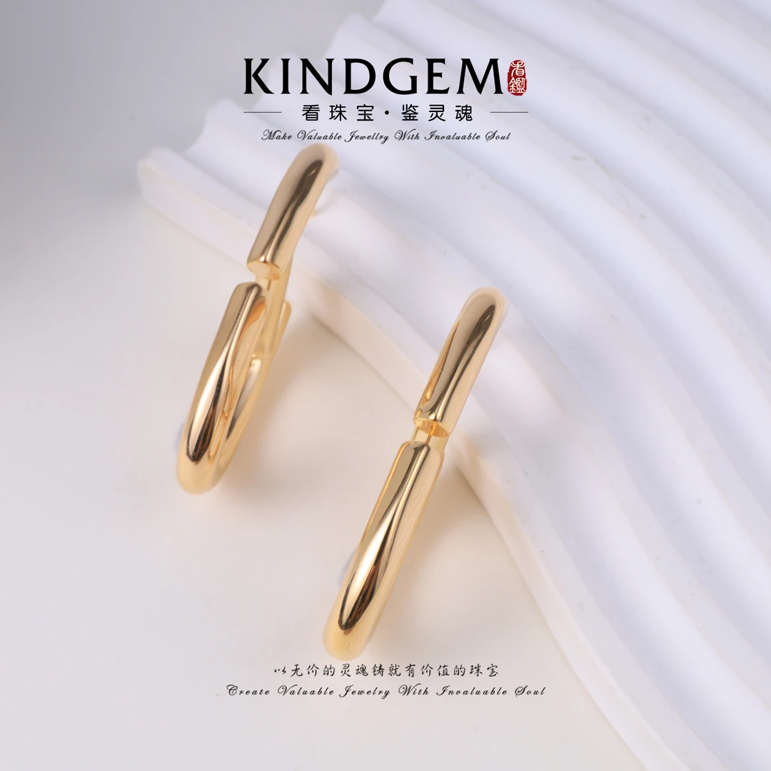 铜合金耳饰 KindGem 金色设计款时尚百搭小众气质耳环 C-36673