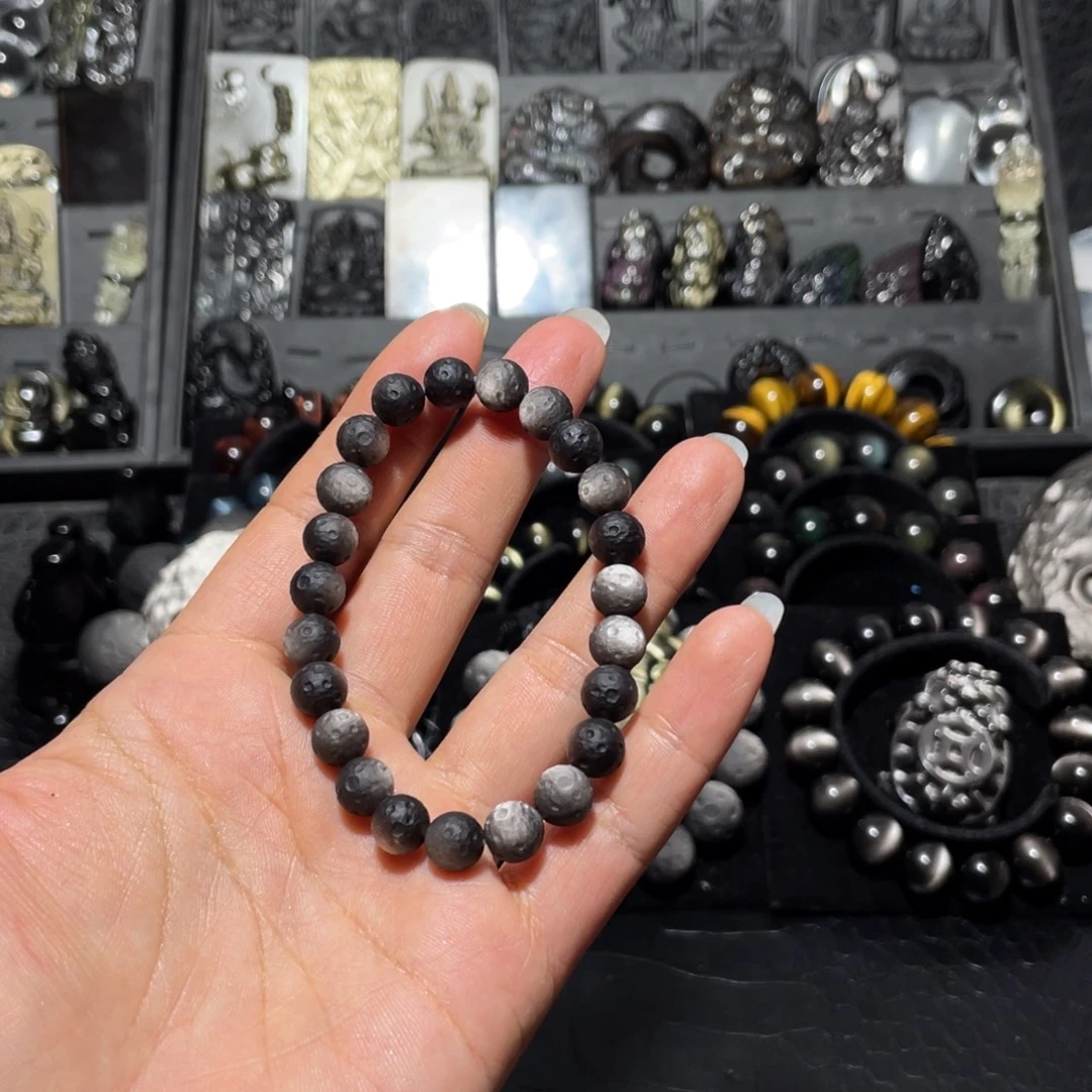 芋***圆黑曜岩未镶嵌珠宝奇石