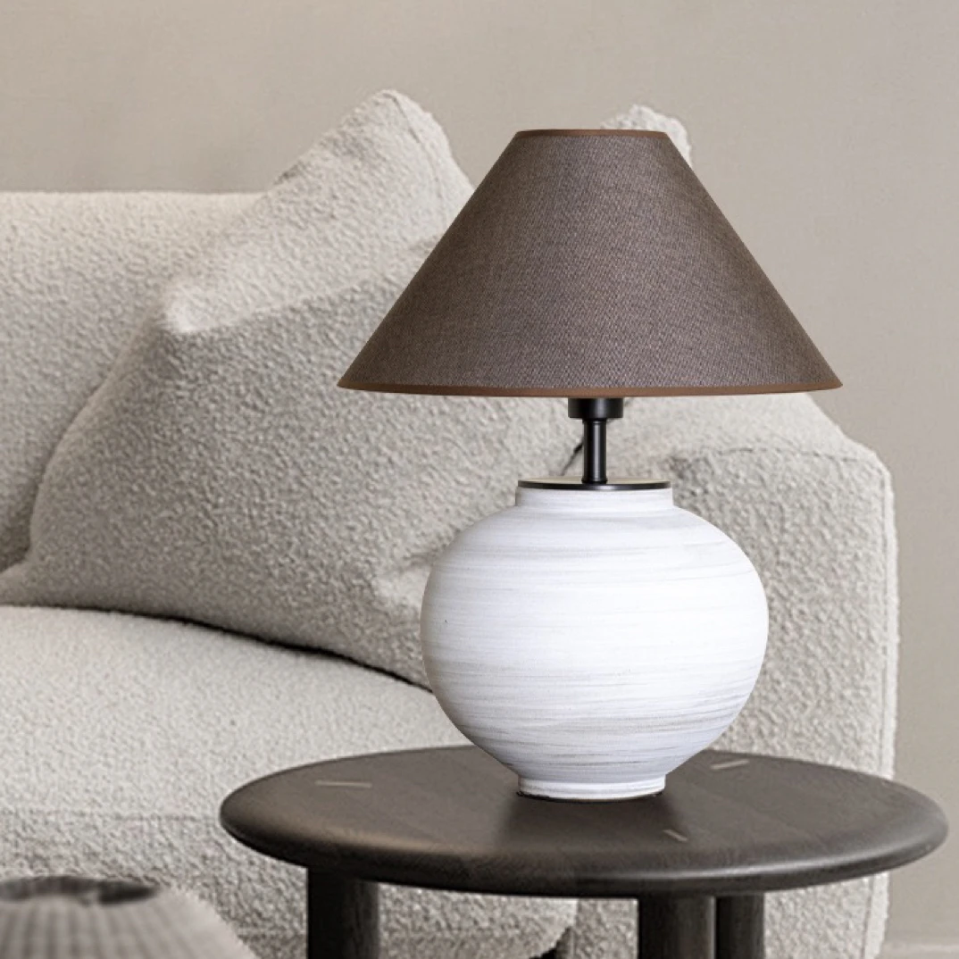 侘寂风土陶灯中式粗陶瓷民宿酒店客厅卧室床头台灯设计师款美式