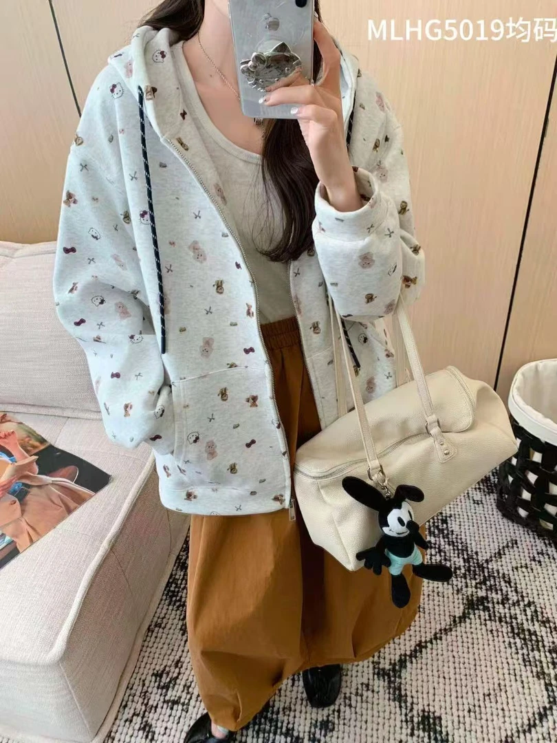 女连帽狗长袖时尚运动春秋常规拉链春季短外套秋季