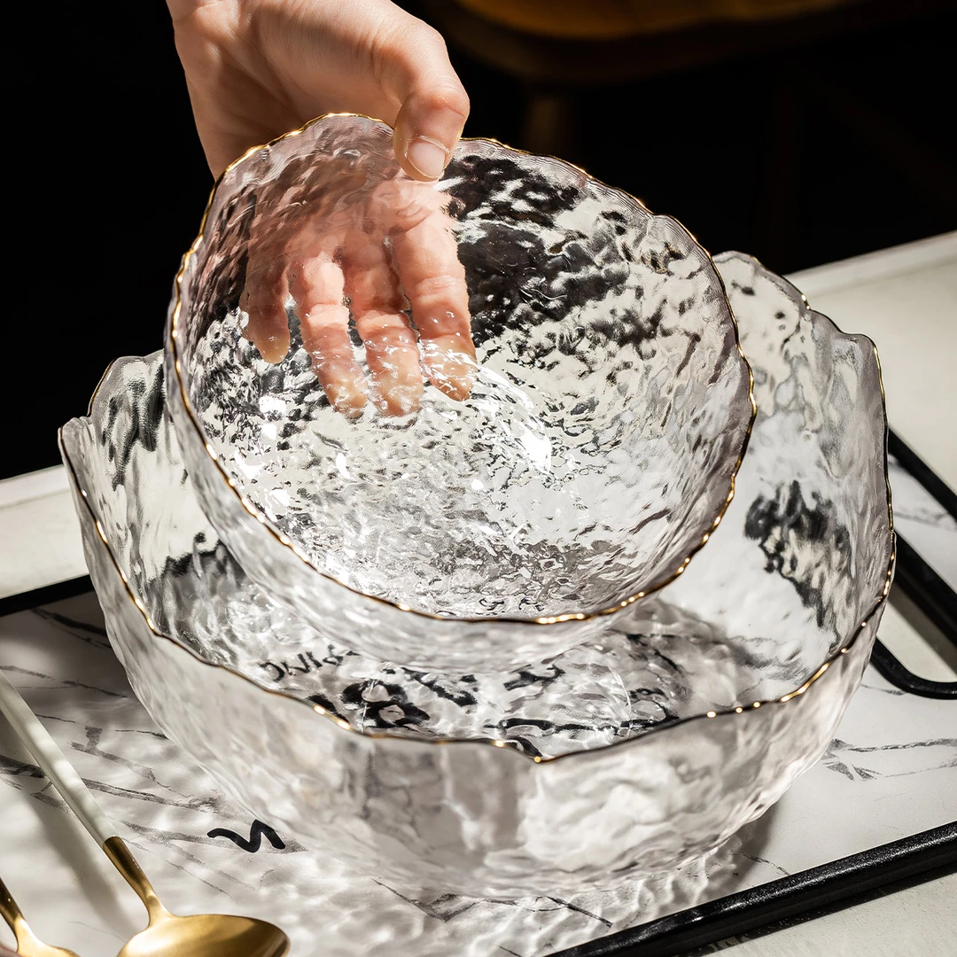 摩登主妇玻璃水果盘客厅茶几家用高端精致高颜值沙拉碗零食摆放盘