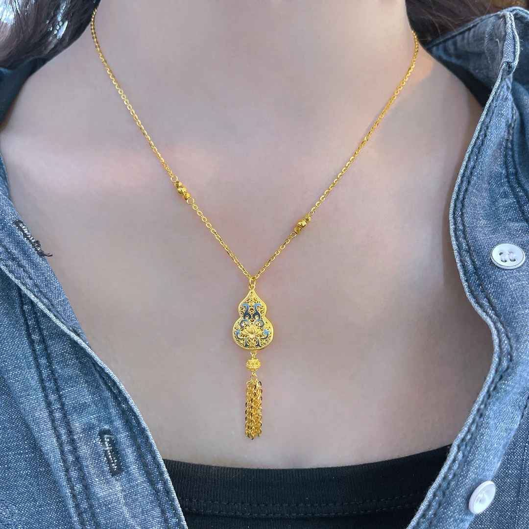 5G工艺足金999珐琅流苏葫芦套链