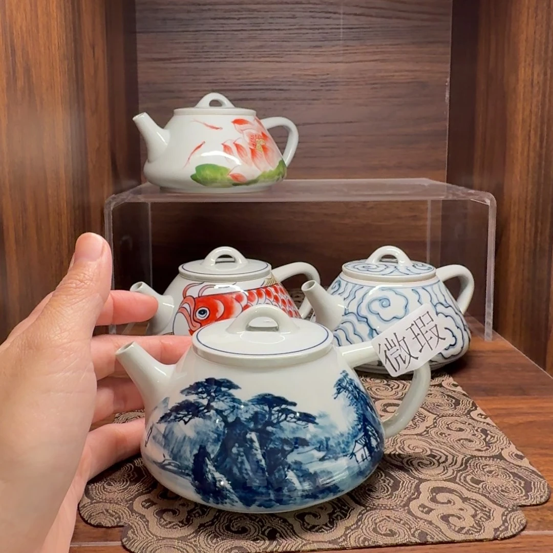 釉下手绘茶具微瑕