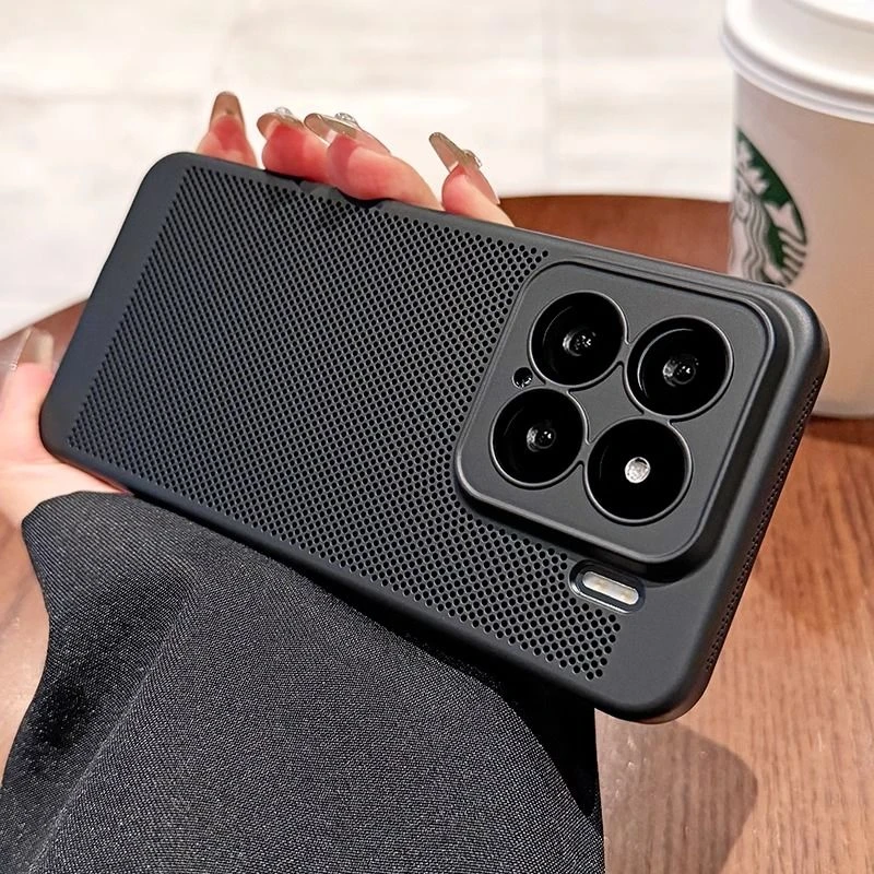 适用小米15手机壳新款超薄网孔散热小米14Pro简约13镜头全包pc硬