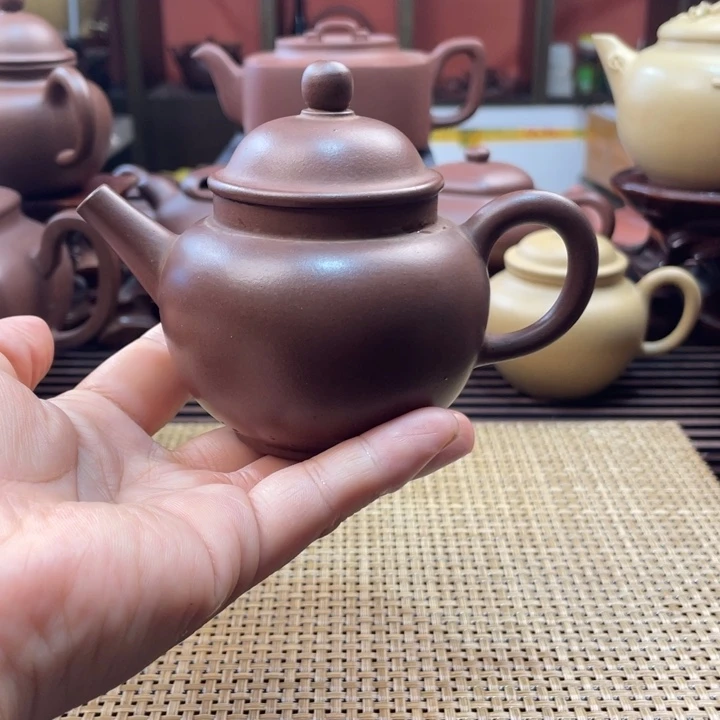茶壶紫砂草*间紫泥巨轮壶