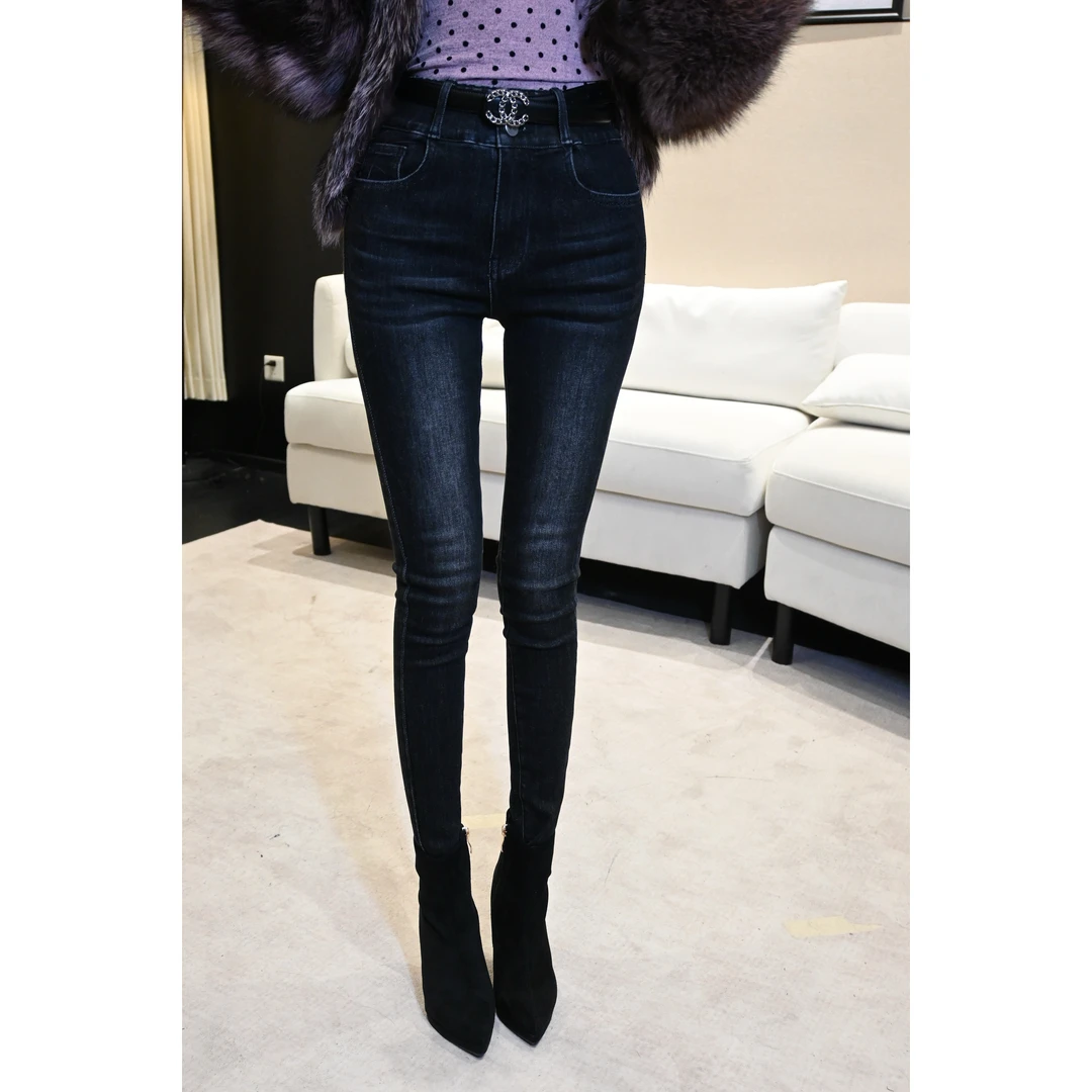 TUTU【钓系漫画腿】秋冬重工水洗蝴蝶结直筒小脚裤牛仔裤#CK1583