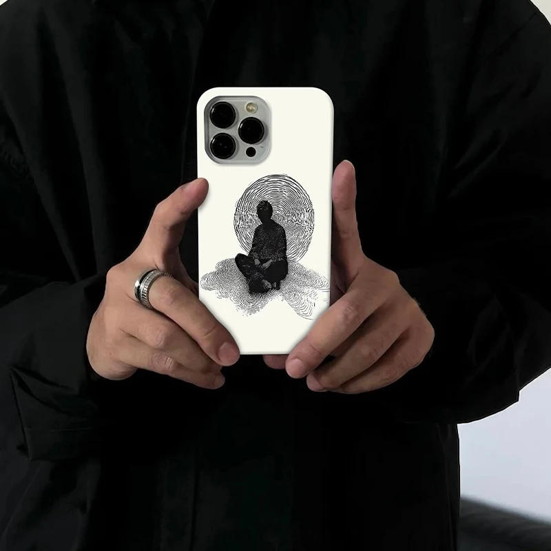 冥想适用苹果16pro手机壳15promax个性14小众13/12创意11潮牌