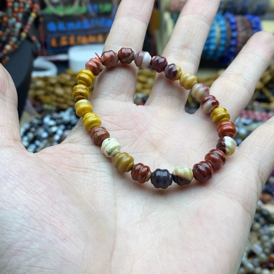 玛瑙/玉髓未镶嵌珠宝半成品一条7×8天然蛋黄石铃铛A292