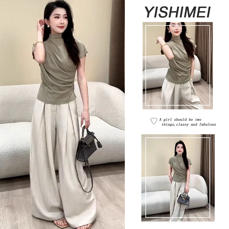 20252025夏季新款女装韩版独特漂亮套装简约短袖休闲裤子两件套