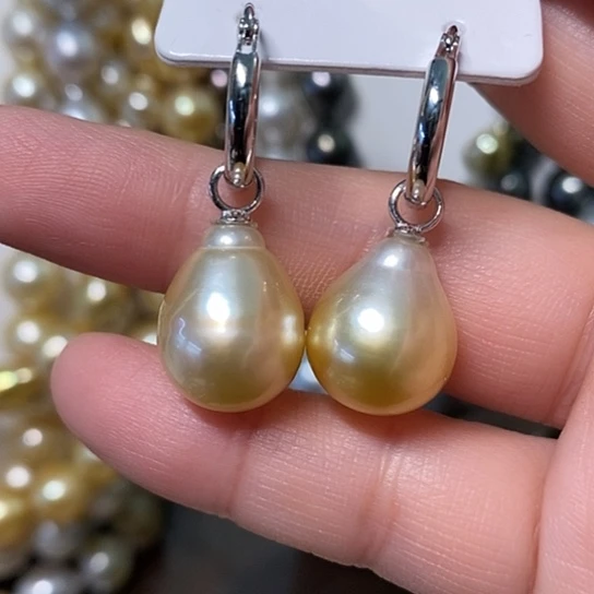 海水珍珠耳饰银S925镶嵌13-14